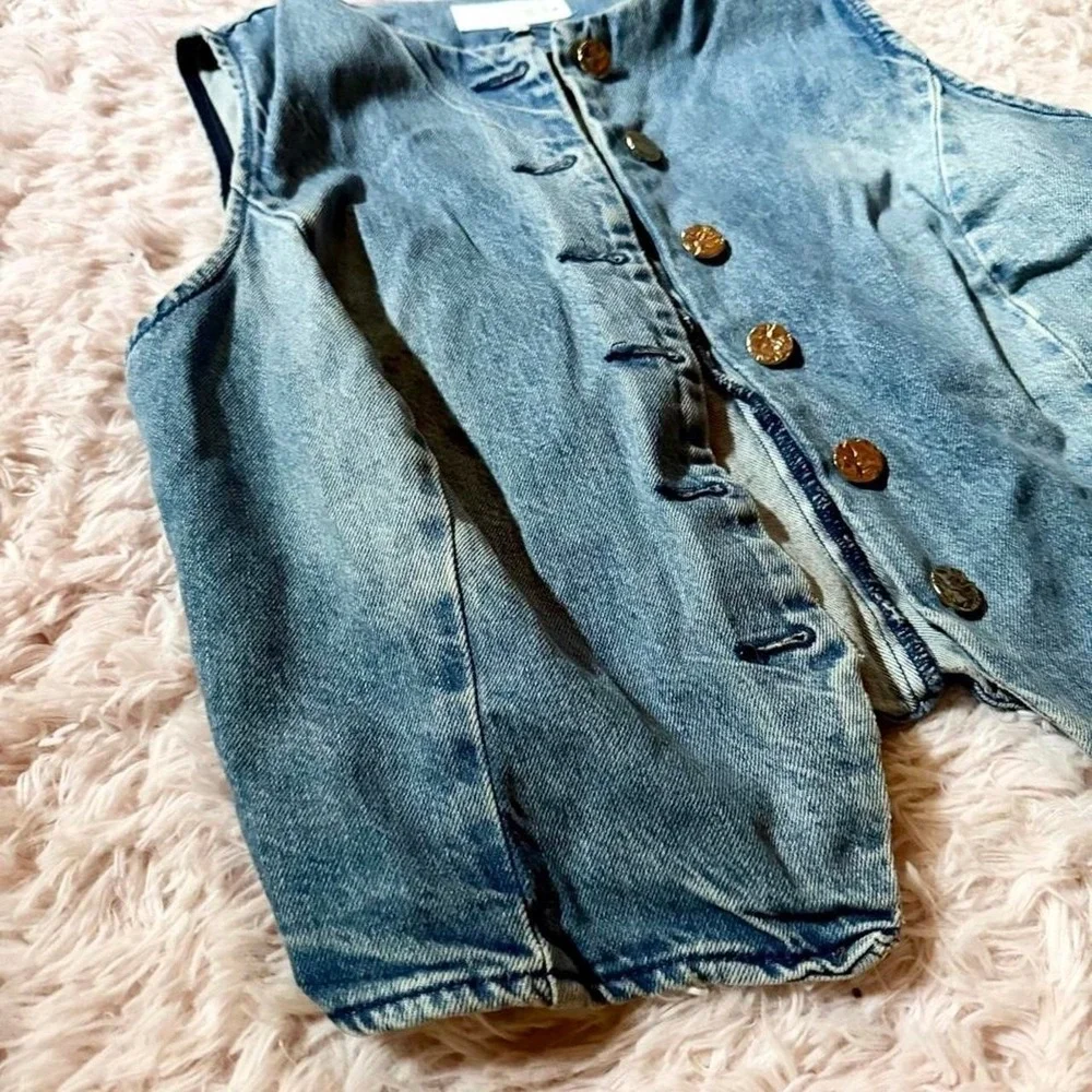 Zara Medium Wash Vintage Grunge 90s Vest Womens XL Edgy Nostalgic Skater Gritty